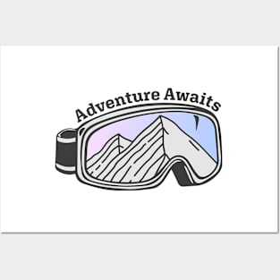 Sunset Mountain Ski Goggles | Adventure Awaits Posters and Art